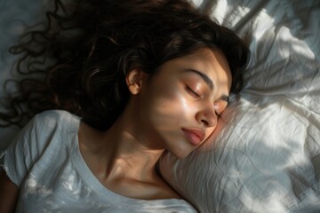 Woman sleeping peacefully on a contour pillow